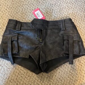 Edikted Black Cargo Shorts with Distressed Hem